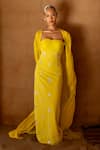 Buy Asra Yellow Stones Sweetheart , Open Hand Embroidered Dress With Cape Online at Aza Fashions Buy_Asra_Yellow Stones Sweetheart , Open Hand Embroidered Dress With Cape _Online_at_Aza_Fashions