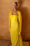 Buy Asra Yellow Stones Sweetheart , Open Hand Embroidered Dress With Cape Buy_Asra_Yellow Stones Sweetheart , Open Hand Embroidered Dress With Cape