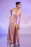 Buy_Asra_Pink Lycra Sequins Bandeau Neck Hand Embroidered Maxi Dress _Online_at_Aza_Fashions