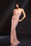Buy_Asra_Pink Lycra Sequins Bandeau Neck Hand Embroidered Strapless Maxi Dress _at_Aza_Fashions