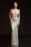 Buy_Asra_Mint Lycra Sequins V-neck Hand Embroidered Cut-out Maxi Dress _at_Aza_Fashions