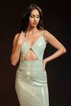 Shop_Asra_Mint Lycra Sequins V-neck Hand Embroidered Cut-out Maxi Dress _at_Aza_Fashions