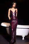 Buy_Asra_Maroon Lycra Sequins V-neck V Maxi Dress _at_Aza_Fashions