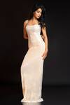 Buy_Asra_Off White Lycra Sequins Square Neck Hand Embroidered Maxi Dress _at_Aza_Fashions