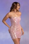 Shop_Asra_Pink Lycra Sequins Bandeau Neck Corset Style Ruched Mini Dress _at_Aza_Fashions