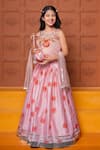Buy_Kirti Agarwal - Pret N Couture_Pink Chanderi Silk, Modal, Net Foil Printing, Gota Patti, Floral Lehenga Set _at_Aza_Fashions