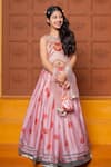 Kirti Agarwal - Pret N Couture_Pink Chanderi Silk, Modal, Net Foil Printing, Gota Patti, Floral Lehenga Set _at_Aza_Fashions