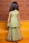 Shop_Kirti Agarwal - Pret N Couture_Green Tissue Zari, Sequins, Gota Patti Embroidered Peplum Kurta And Palazzo Set _at_Aza_Fashions