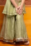 Kirti Agarwal - Pret N Couture_Green Tissue Zari, Sequins, Gota Patti Embroidered Peplum Kurta And Palazzo Set _Online_at_Aza_Fashions