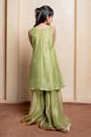 Shop_Kirti Agarwal - Pret N Couture_Green Tissue Zari, Sequins, Gota Patti Embroidered Peplum Kurta And Palazzo Set 