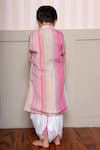 Shop_Kirti Agarwal - Pret N Couture_Pink Tissue, Cotton, Silk Striped Kurta And Dhoti Pant Set _at_Aza_Fashions