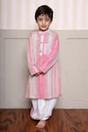 Buy_Kirti Agarwal - Pret N Couture_Pink Tissue, Cotton, Silk Striped Kurta And Dhoti Pant Set _Online_at_Aza_Fashions