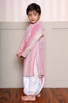 Shop_Kirti Agarwal - Pret N Couture_Pink Tissue, Cotton, Silk Striped Kurta And Dhoti Pant Set _Online_at_Aza_Fashions