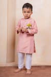Buy_Kirti Agarwal - Pret N Couture_Pink Silk, Cotton Embroidery, Zari Woven Pattern Kurta And Pyjama Set _at_Aza_Fashions