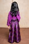 Shop_Kirti Agarwal - Pret N Couture_Purple Silk, Chinon Mirrors, Piping, Tassels Printed Kaftan Top And Palazzo Set _at_Aza_Fashions