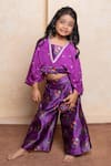 Kirti Agarwal - Pret N Couture_Purple Silk, Chinon Mirrors, Piping, Tassels Printed Kaftan Top And Palazzo Set _Online_at_Aza_Fashions