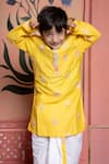 Kirti Agarwal - Pret N Couture_Yellow Chanderi, Cotton, Silk Embroidery Kurta And Dhoti Pant Set _Online_at_Aza_Fashions