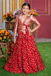 Buy_Kirti Agarwal - Pret N Couture_Red Brocade, Silk, Crepe Metallic Thread, Zari, Foil Woven Jacket And Lehenga Set _at_Aza_Fashions