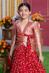 Buy_Kirti Agarwal - Pret N Couture_Red Brocade, Silk, Crepe Metallic Thread, Zari, Foil Woven Jacket And Lehenga Set _Online_at_Aza_Fashions
