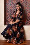 Buy_Kirti Agarwal - Pret N Couture_Black Silk Embroidery, Zari Floral Top With Lehenga _Online_at_Aza_Fashions