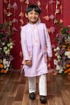 Buy_Kirti Agarwal - Pret N Couture_Lavender Embroidery Floral Jacket Kurta Set _at_Aza_Fashions
