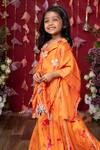 Kirti Agarwal - Pret N Couture_Orange Modal, Satin Embroidery, Mirrors Cape Palazzo Set _Online_at_Aza_Fashions