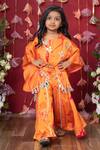 Buy_Kirti Agarwal - Pret N Couture_Orange Modal, Satin Embroidery, Mirrors Cape Palazzo Set _at_Aza_Fashions