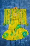 Shop_Kirti Agarwal - Pret N Couture_Yellow Chanderi Silk Mirrors, Beads, Tassels Tie Dye Embellished Kaftan Set _at_Aza_Fashions