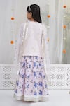 Shop_Little Bansi_Pink Viscose, Cotton, Net Tassels, Gota Dutch Hydrangea Floral Lehenga Set _at_Aza_Fashions