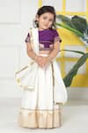 Shop_Little Bansi_Purple Cotton Embroidery, Zari Elephant Lehenga Set _Online_at_Aza_Fashions