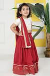 Little Bansi_Off White Cotton Embroidery, Lace Elephant Lehenga Set _at_Aza_Fashions