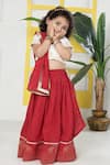 Buy_Little Bansi_Off White Cotton Embroidery, Lace Elephant Lehenga Set _Online