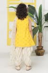 Little Bansi_Yellow Cotton, Net Embroidery, Mirrors, Zari, Foil Printing Floal Kurta Set _Online_at_Aza_Fashions