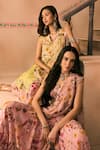 Buy_1999ad By Amita & Deepak_Cream Organza Beads, Embroidery V-neck Floral Print Kurta And Pant Set _Online