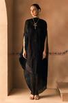 Buy_1999ad By Amita & Deepak_Black Organza High Neck Crushed Draped Dress _at_Aza_Fashions