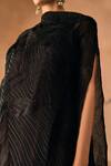 Shop_1999ad By Amita & Deepak_Black Organza High Neck Crushed Draped Dress _Online_at_Aza_Fashions
