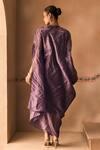 Shop_1999ad By Amita & Deepak_Purple Organza Round Neck Crush Draped Dress _at_Aza_Fashions