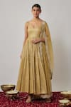 Buy_Renee label_Gold Viscose Georgette, Lycra, Net Sequins, Embroidery, Tamara Anarkali Set _at_Aza_Fashions