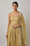 Buy_Renee label_Gold Viscose Georgette, Lycra, Net Sequins, Embroidery, Tamara Anarkali Set _Online_at_Aza_Fashions