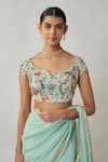 Renee label_Mint Viscose Georgette, Silk Sequins, Amaira Lehenga Saree With Blouse _Online_at_Aza_Fashions