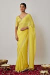 Buy_Renee label_Yellow Viscose Georgette, Crepe Sequins Mehreen Embroidered Saree With Blouse _at_Aza_Fashions