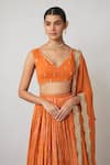 Renee label_Orange Viscose Georgette Mirrors, Zari, Pearls, Mrunali Lehenga Set _Online_at_Aza_Fashions