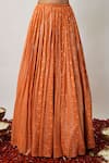 Buy_Renee label_Orange Viscose Georgette Mirrors, Zari, Pearls, Mrunali Lehenga Set _Online_at_Aza_Fashions