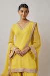 Renee label_Yellow Viscose Georgette, Dupion Mirrors, Zari, Noorah Kurta Dhoti Pant Set _Online_at_Aza_Fashions