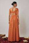 Shop_Renee label_Orange Viscose Georgette, Net Sequins, Zareena Thread Anarkali With Dupatta _at_Aza_Fashions
