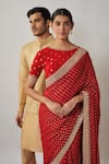 Buy_Renee label_Red Viscose Georgette, Satin Zari, Sequins, Payalia Woven Saree With Blouse _Online_at_Aza_Fashions