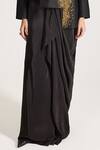 Buy_RICHA AHLUWALIA_Black Chanderi Silk, Crepe Sequins, Beads Round Embroidered Jacket Skirt Set 