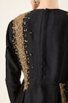 RICHA AHLUWALIA_Black Chanderi Silk, Crepe Sequins, Beads Round Embroidered Jacket Skirt Set _Online