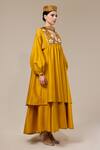 RICHA AHLUWALIA_Yellow Chanderi Silk Embroidery, Sequins, Beads, Metallic Bloom Mustard Dress _Online_at_Aza_Fashions