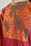 Shop_RICHA AHLUWALIA_Red Chanderi Silk, Voile Beads, Embroidery, Sequins Keyhole Neck Abaya Dress 